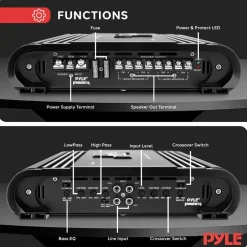 4-Channel Car Amplifier 2000W Power MOSFET Silver RCA Inputs<Pyle Discount