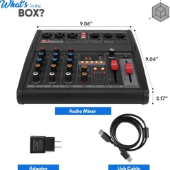 3-Channel DJ Audio Mixer - 16 DSP Effects, USB Interface, Phantom Power<Pyle Sale
