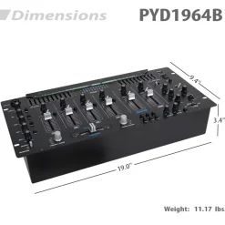 6-Channel DJ Mixer with Bluetooth, LED Controls, 10-Band Equalizer<Pyle Discount