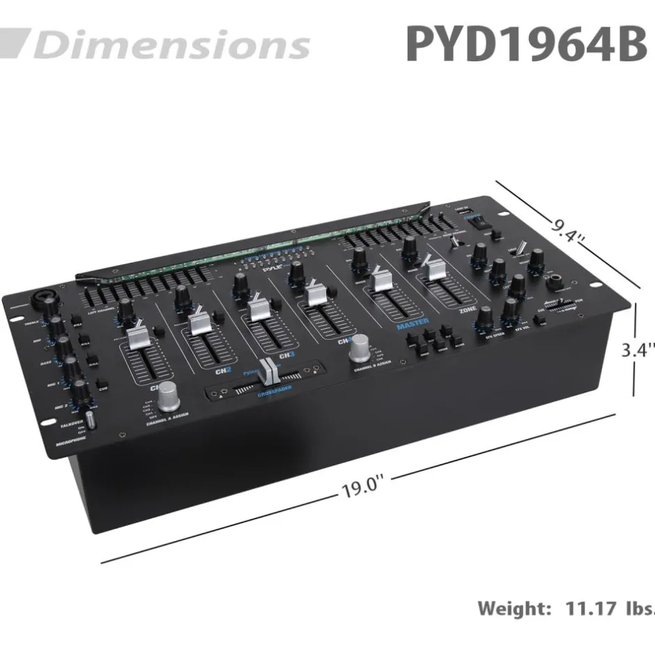6-Channel DJ Mixer with Bluetooth, LED Controls, 10-Band Equalizer<Pyle Discount