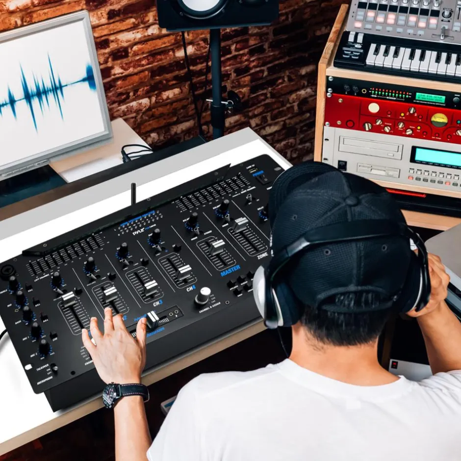 6-Channel DJ Mixer with Bluetooth, LED Controls, 10-Band Equalizer<Pyle Discount