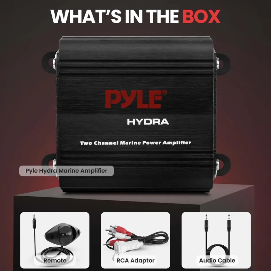 2-Channel Marine Amplifier, Waterproof, 400W Power, RCA Input<Pyle Discount