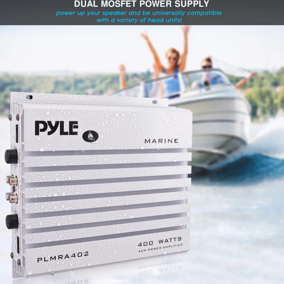 4-Channel Marine Amplifier 400W Waterproof Dual MOSFET Power Supply<Pyle Outlet