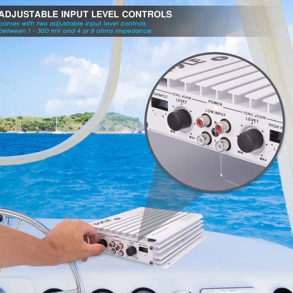4-Channel Marine Amplifier 400W Waterproof Dual MOSFET Power Supply<Pyle Outlet