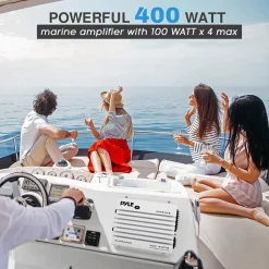 4-Channel Marine Amplifier 400W Waterproof Dual MOSFET Power Supply<Pyle Outlet