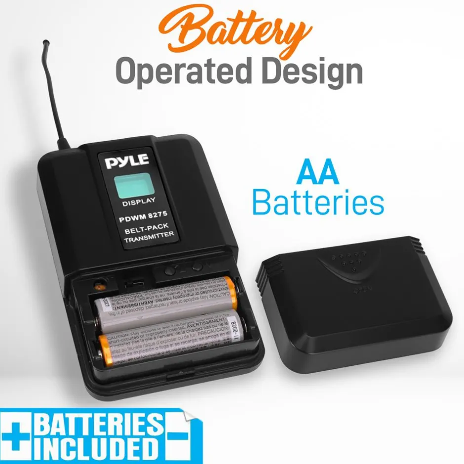 8-Channel UHF Wireless Mic System, 164 ft Range, LCD Display, Rack Mountable<Pyle Online