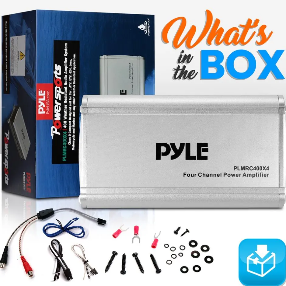 4-Channel Weather-Resistant Audio Amplifier 1200W Max Compact Design<Pyle Outlet