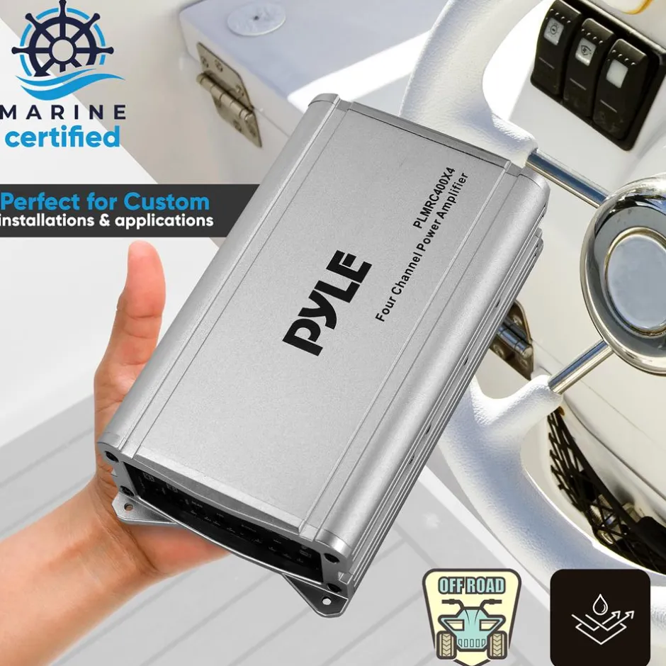 4-Channel Weather-Resistant Audio Amplifier 1200W Max Compact Design<Pyle Outlet