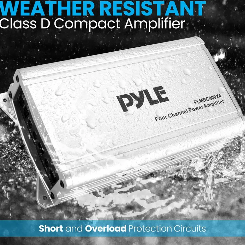 4-Channel Weather-Resistant Audio Amplifier 1200W Max Compact Design<Pyle Outlet