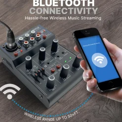 3-Channel Wireless DJ Mixer - Bluetooth 5.0, USB Interface, Phantom Power<Pyle Clearance