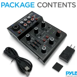 3-Channel Wireless DJ Mixer - Bluetooth 5.0, USB Interface, Phantom Power<Pyle Clearance