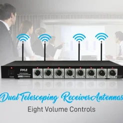 8-Channel Wireless Mic System - Extended Range, Condenser Mics, Rack Mount<Pyle New