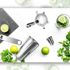 Cocktail Shaker Set 15 Pcs - Stainless Steel, Dishwasher Safe, Silver<NutriChef Online