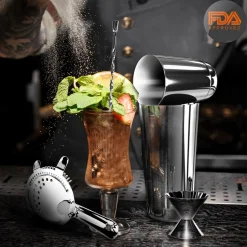 Cocktail Shaker Set 15 Pcs - Stainless Steel, Dishwasher Safe, Silver<NutriChef Online