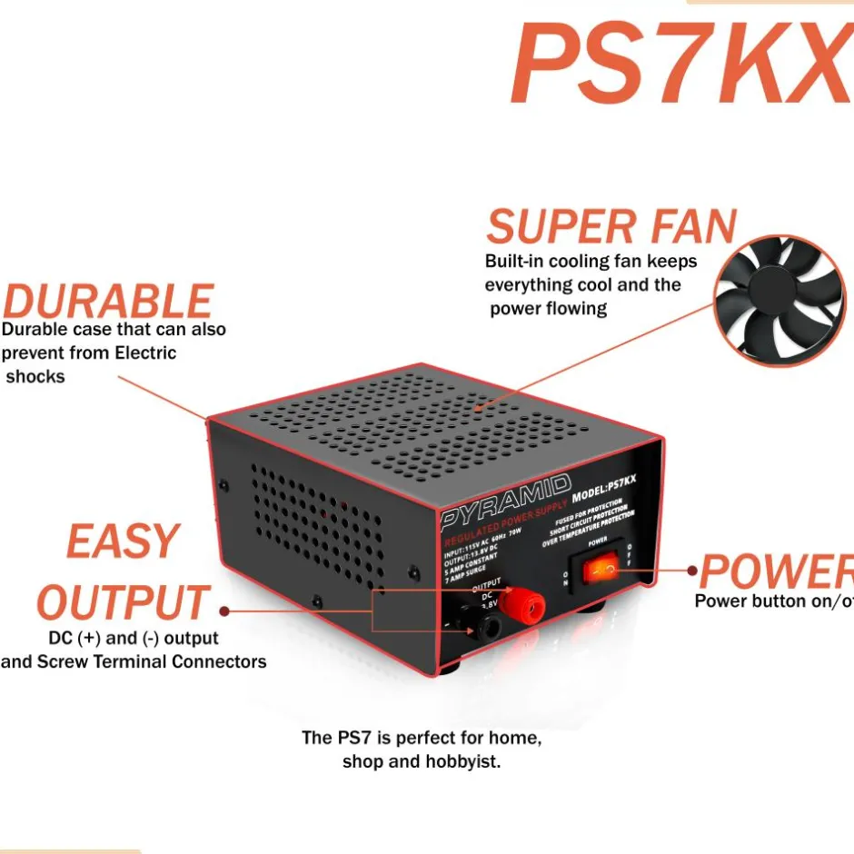 Compact Bench Power Supply 5A Linear Regulated 12V Converter<Pyramid Discount