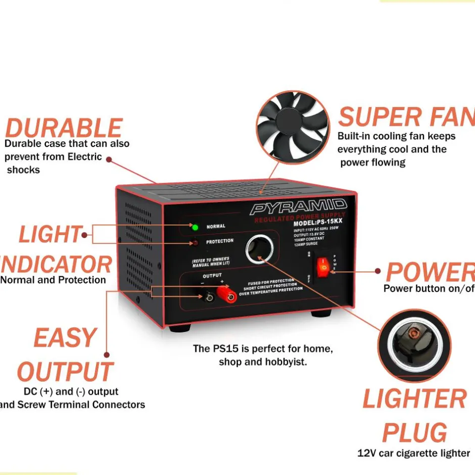 Compact Bench Power Supply 10A Linear Regulated 13.8V DC Converter<Pyramid Online