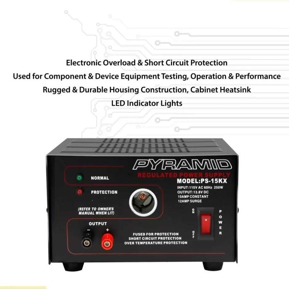 Compact Bench Power Supply 10A Linear Regulated 13.8V DC Converter<Pyramid Online