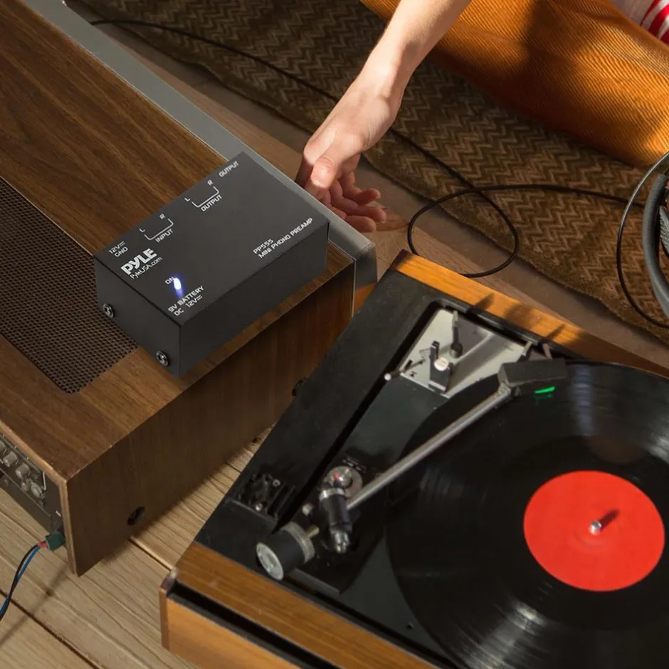 Compact Phono Turntable Preamp with RCA & 1/4'' Outputs<Pyle Best