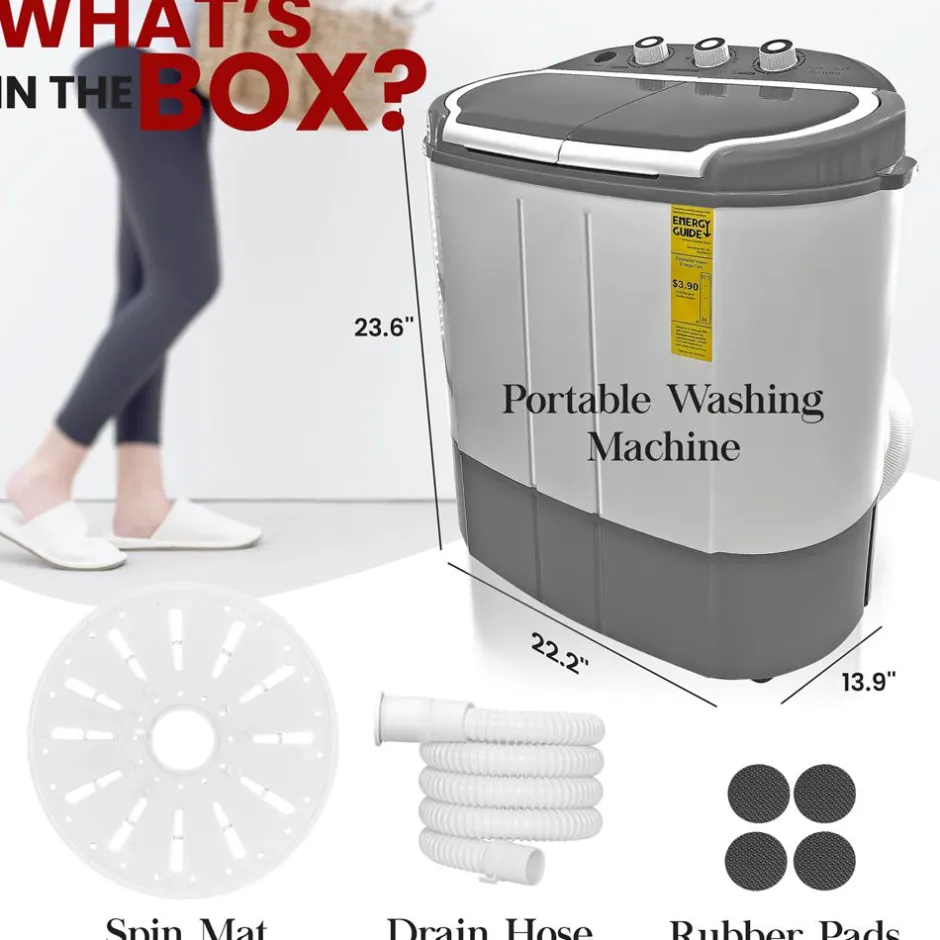 Compact Washer Dryer Combo, Space-Saving, 11lbs Capacity, Gray<Pure Clean Online