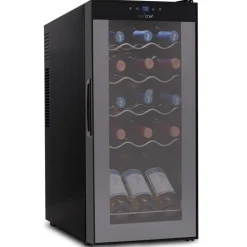 Compressor Wine Fridge 15-Bottle Capacity Digital Touch Glass Door White<NutriChef Outlet