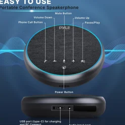 Conference Speakerphone Noise-Canceling Bluetooth HD Voice USB-C<Pyle New