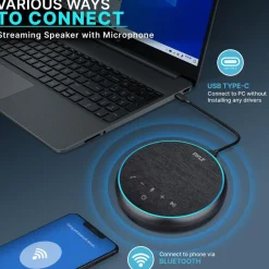 Conference Speakerphone Noise-Canceling Bluetooth HD Voice USB-C<Pyle New