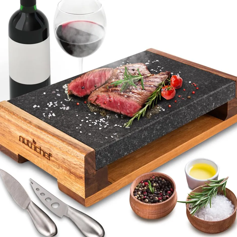Cooking Stone Grill Set - Retains Heat - Natural Granite Stone<NutriChef Discount