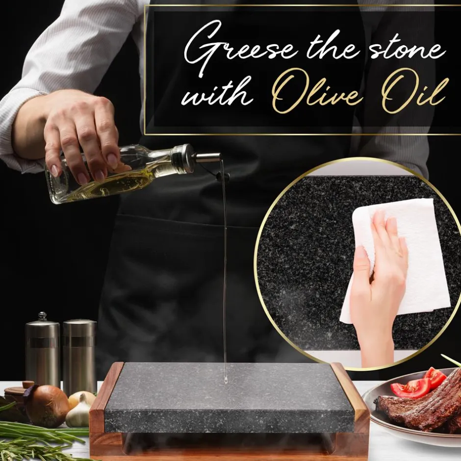Cooking Stone Grill Set - Retains Heat - Natural Granite Stone<NutriChef Discount