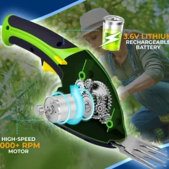 Cordless Grass Cutter & Hedge Trimmer, Rechargeable, Quick Change Blades, Green<Pyle