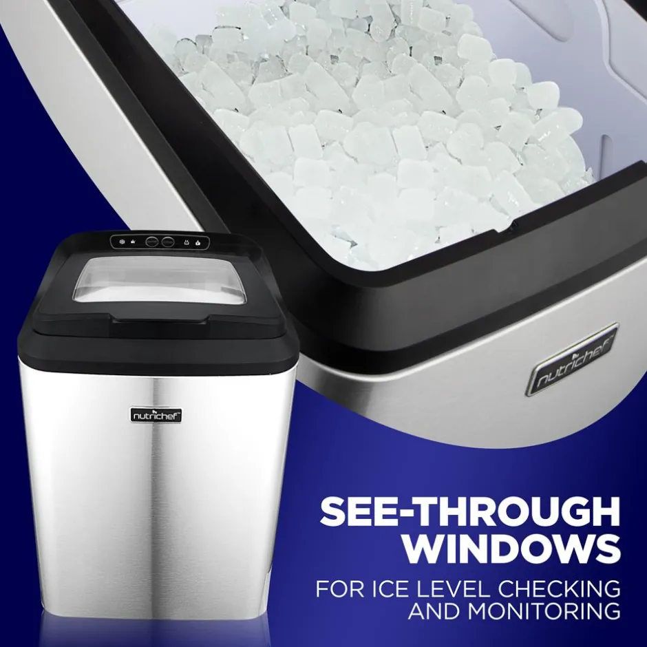 Countertop Nugget Ice Maker - Fast 26 lbs/Day, Stainless Steel<NutriChef Outlet