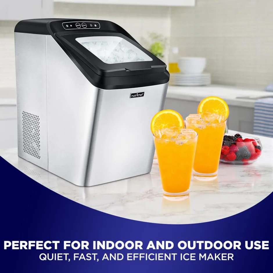 Countertop Nugget Ice Maker - Fast 26 lbs/Day, Stainless Steel<NutriChef Outlet