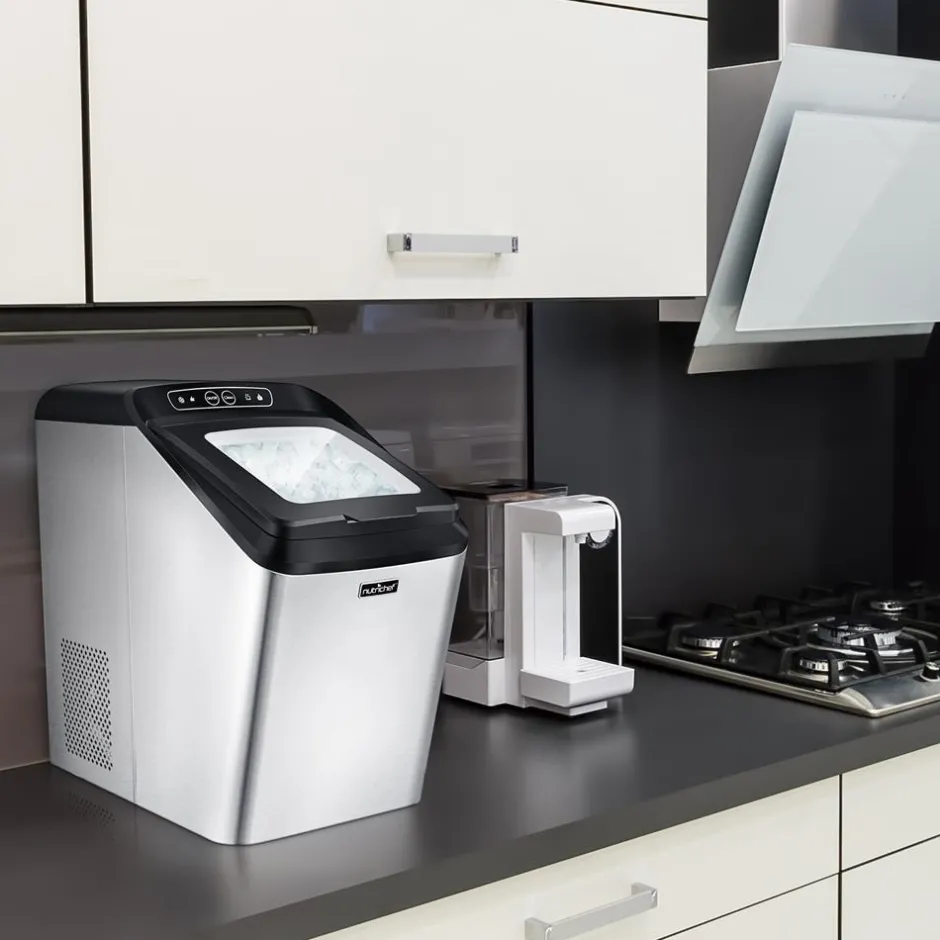 Countertop Nugget Ice Maker - Fast 26 lbs/Day, Stainless Steel<NutriChef Outlet