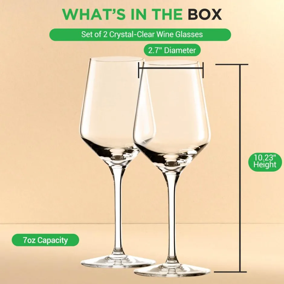 Crystal Wine Glasses - Elegant Design, Lead-Free Crystal, Dishwasher Safe<NutriChef Sale