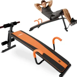 Decline Situp Bench for Abs, 5-Level Adjustable, Steel, Red<SQUATZ Hot