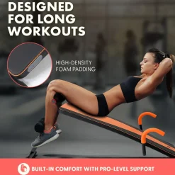 Decline Situp Bench for Abs, 5-Level Adjustable, Steel, Red<SQUATZ Hot