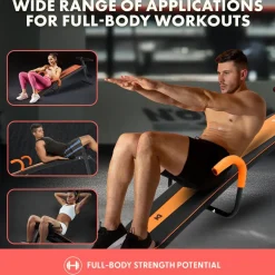 Decline Situp Bench for Abs, 5-Level Adjustable, Steel, Red<SQUATZ Hot