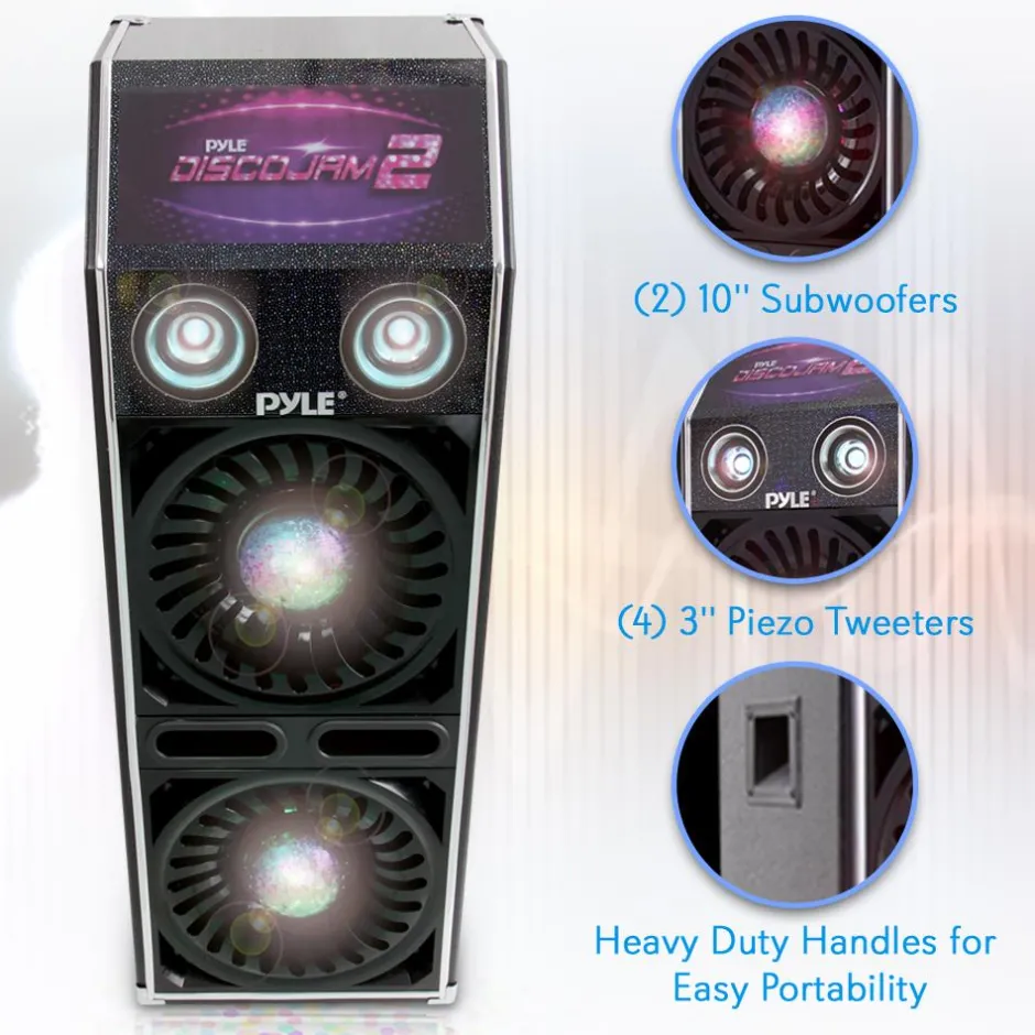 DJ Speaker System 1500W Dual 10" Woofers Flashing Lights<Pyle Hot