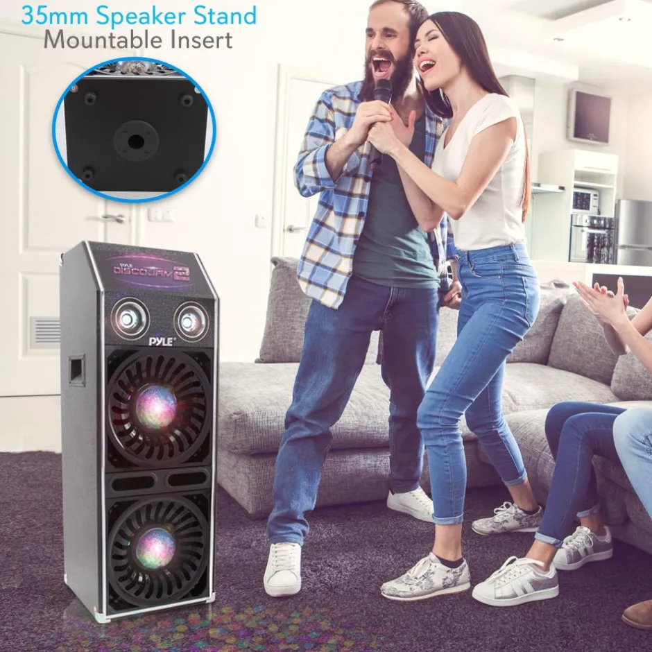 DJ Speaker System 1500W Dual 10" Woofers Flashing Lights<Pyle Hot