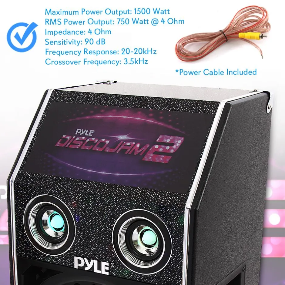 DJ Speaker System 1500W Dual 10" Woofers Flashing Lights<Pyle Hot