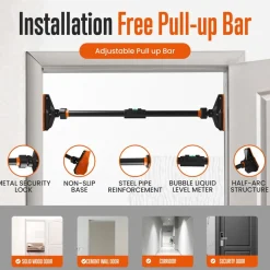 Doorway Pull-Up & Push-Up Bars Set, Adjustable, Anti-Skid, Home Gym Equipment<SQUATZ New