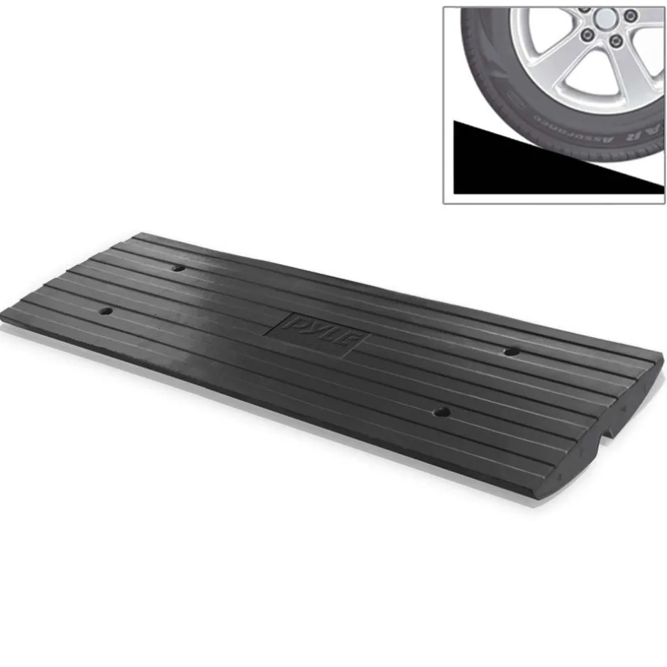 Driveway Curb Ramp - 11,000 lb Capacity, Heavy Duty Rubber, 4 ft Length<Pyle New
