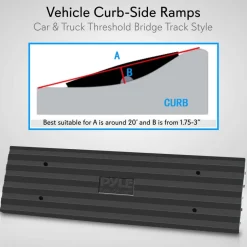 Driveway Curb Ramp - 11,000 lb Capacity, Heavy Duty Rubber, 4 ft Length<Pyle New