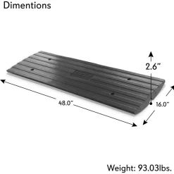 Driveway Curb Ramp - 11,000 lb Capacity, Heavy Duty Rubber, 4 ft Length<Pyle New