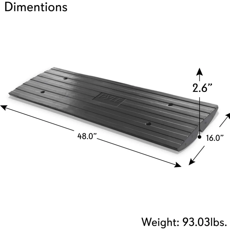 Driveway Curb Ramp - 11,000 lb Capacity, Heavy Duty Rubber, 4 ft Length<Pyle New