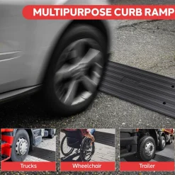 Driveway Curb Ramps 11,000lb Capacity Heavy Duty Rubber 4ft 2pc Set<Pyle Best