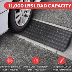 Driveway Curb Ramps 11,000lb Capacity Heavy Duty Rubber 4ft 2pc Set<Pyle Best