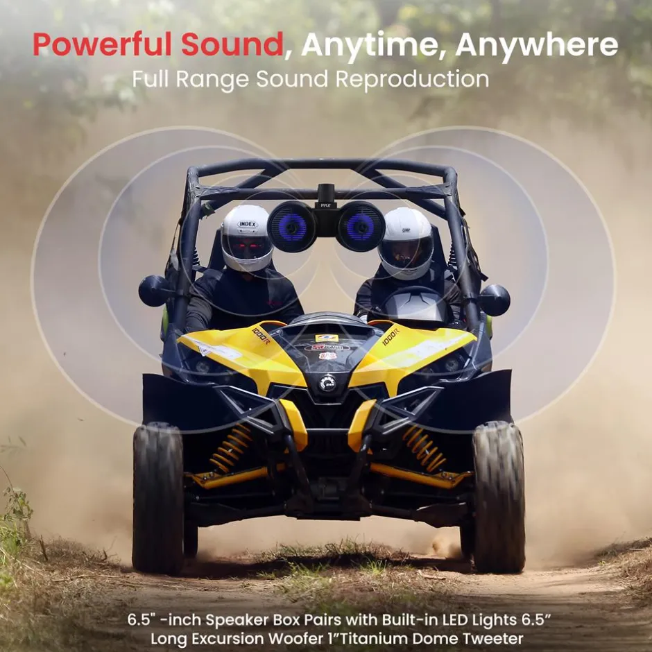Dual Bluetooth Marine Speakers - Waterproof 200W LED 6.5" Wakeboard System<Pyle Sale