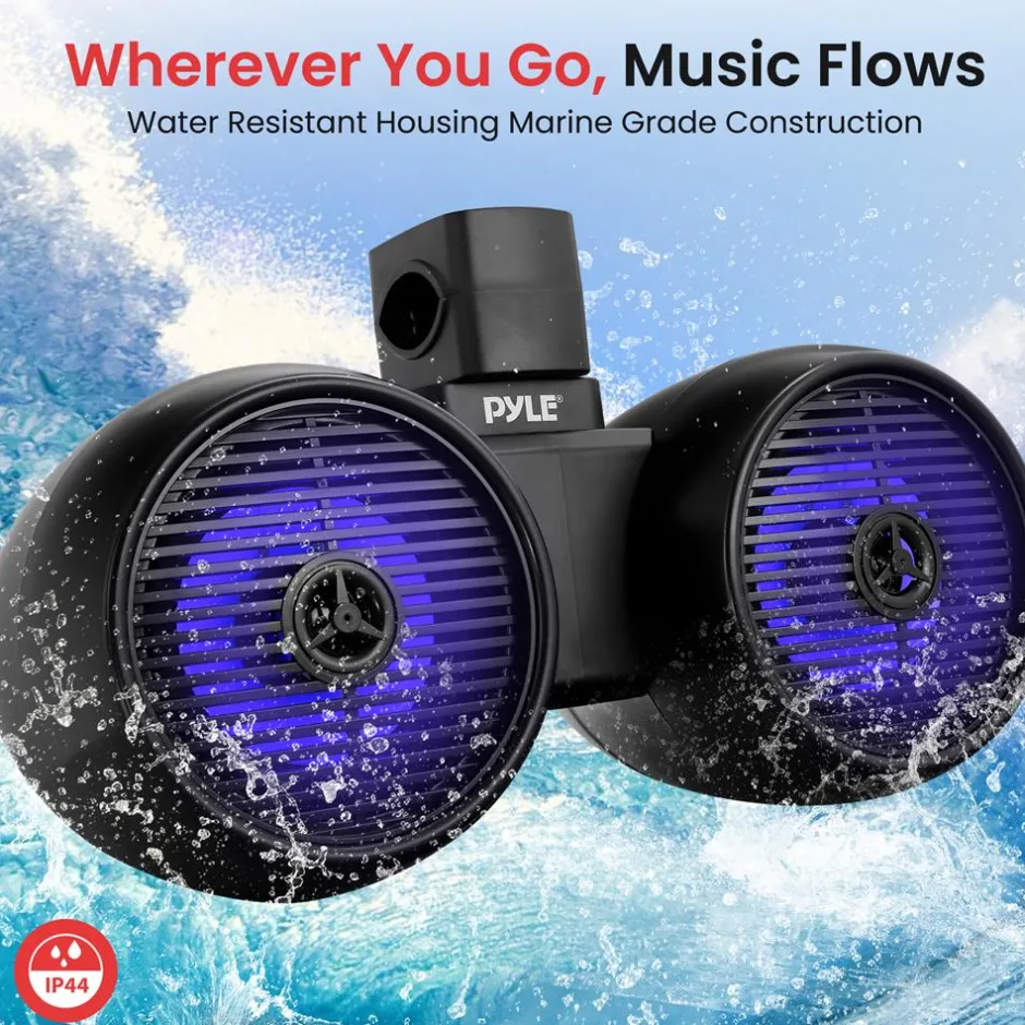 Dual Bluetooth Marine Speakers - Waterproof 200W LED 6.5" Wakeboard System<Pyle Sale