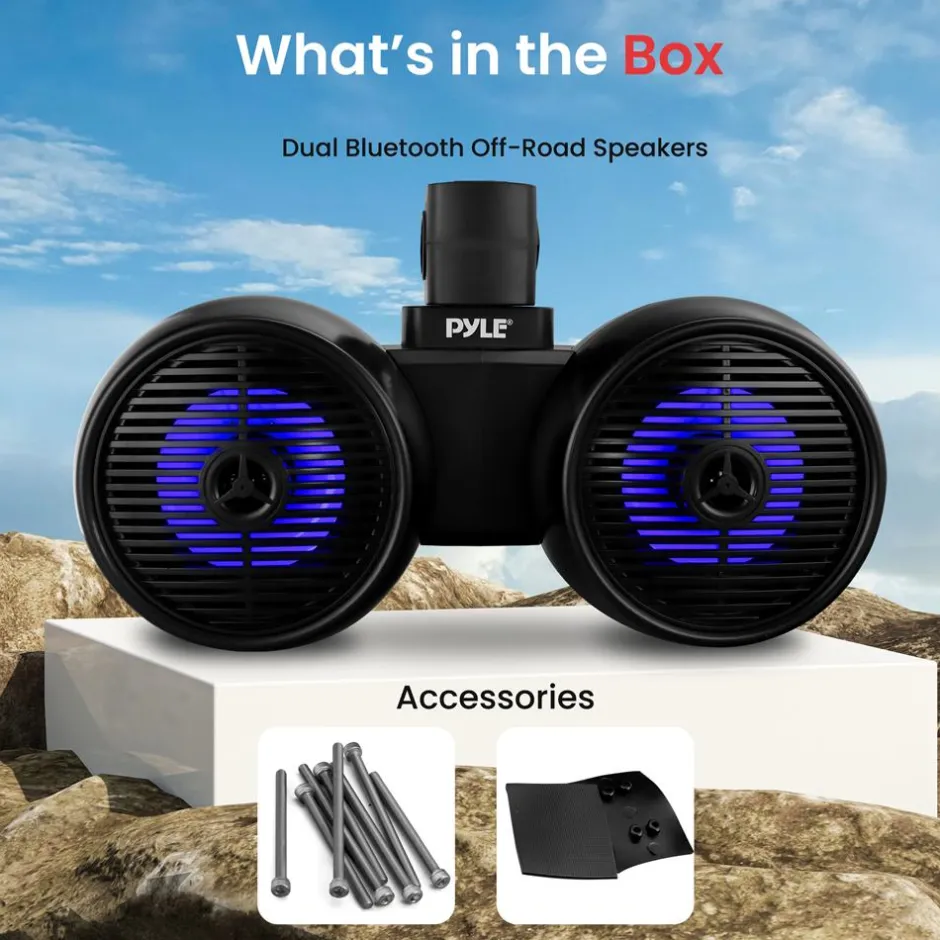 Dual Bluetooth Marine Speakers - Waterproof 200W LED 6.5" Wakeboard System<Pyle Sale