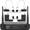 Dual Channel Wireless Mic System - Clear Sound, VHF, 2 Lavalier & Headset<Pyle